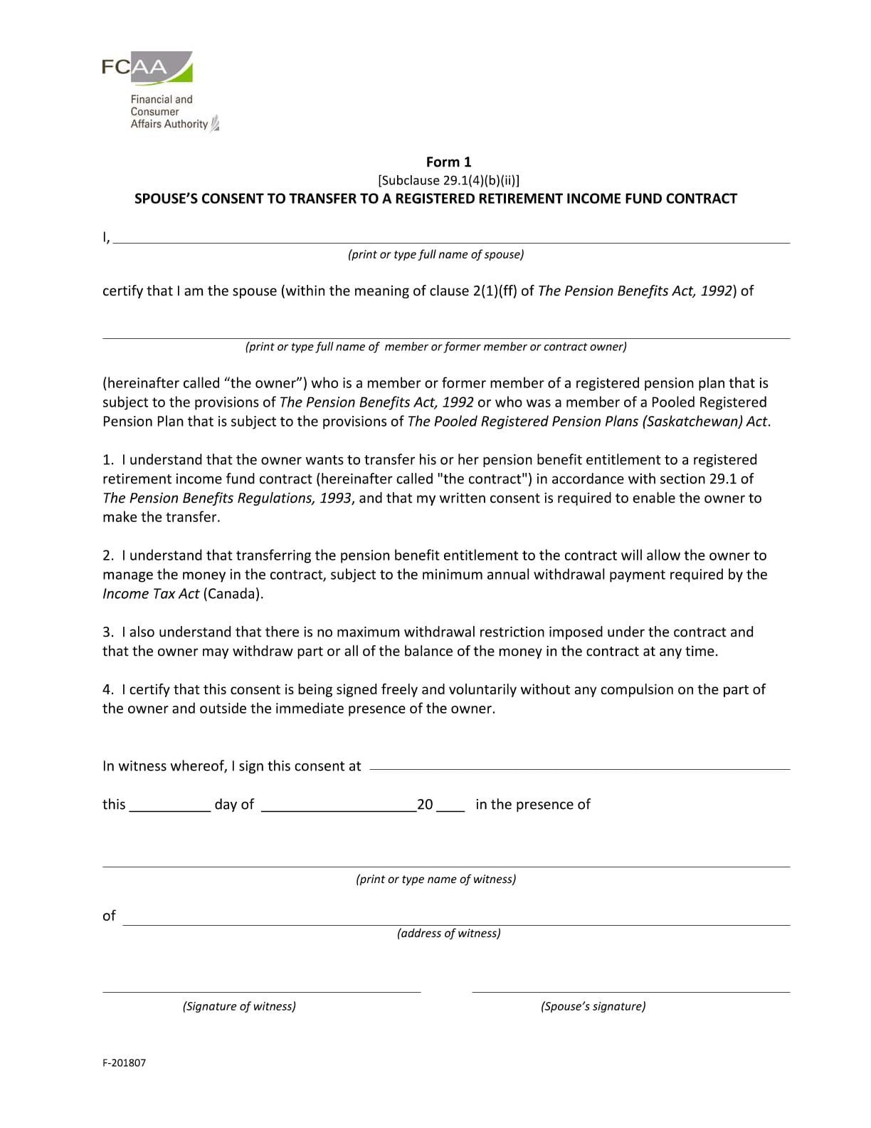 RBC Bank Form - Saskatchewan PDF Download