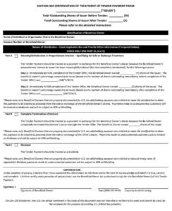 RBC Bank Form - Section 302 Certification of Treatment of Tender Payment PDF Download