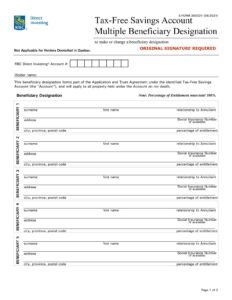 RBC Bank Form - TFSA Multiple Beneficiary Designation / Guide PDF Download