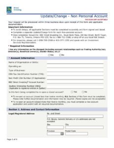 RBC Bank Form - Update/Change - Non Personal Account PDF Download