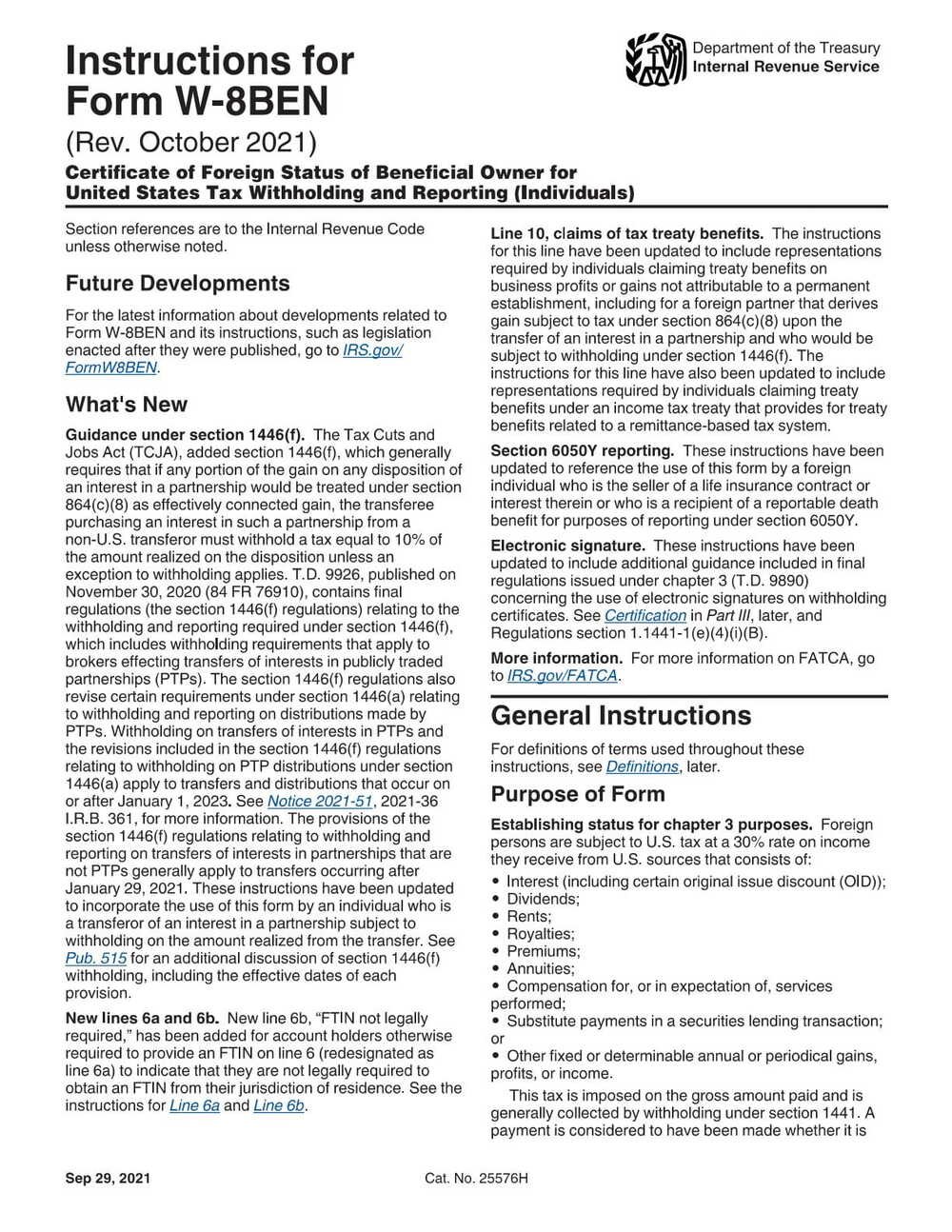 RBC Bank Form - W-8BEN Instructions - Internal Revenue Service (IRS) PDF Download