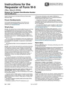 RBC Bank Form - W-9 Instructions - Internal Revenue Service (IRS) PDF Download