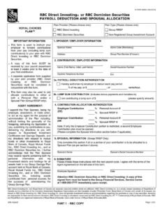 RBC  Bank Form - Payroll Deduction and Spousal Allocation PDF Download