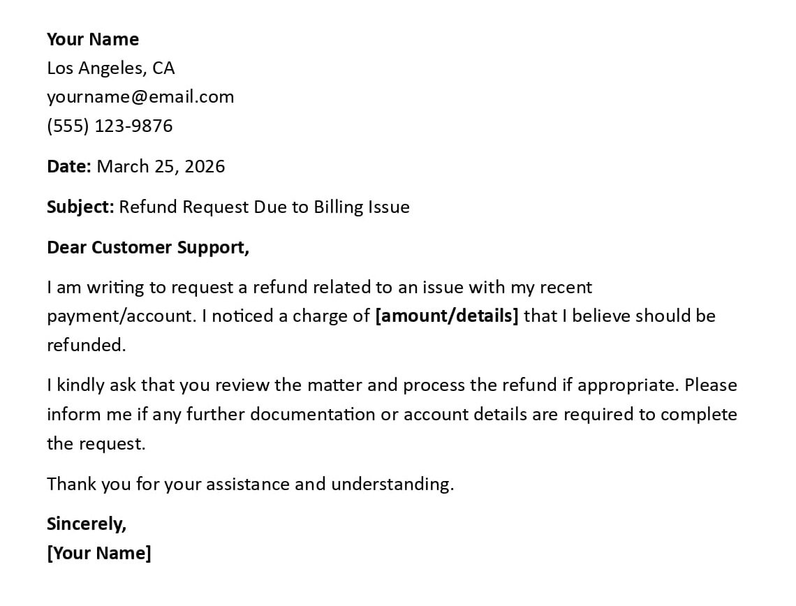 Refund Request Due to Billing Issue