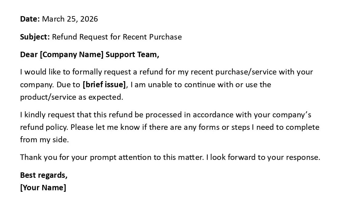 Refund Request for Recent Purchase