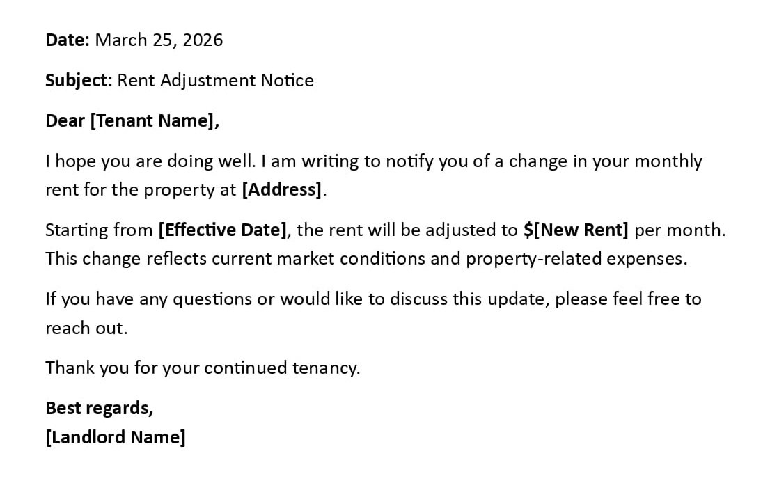 Rent Adjustment Notice