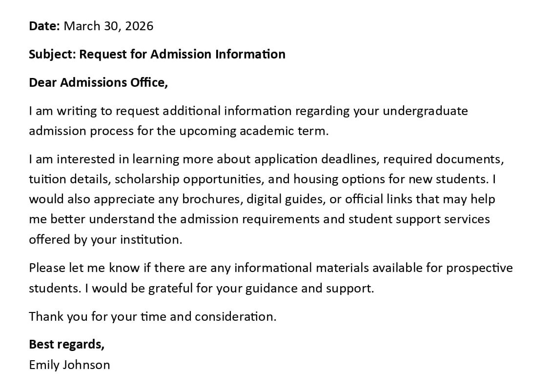 Request for Admission Information