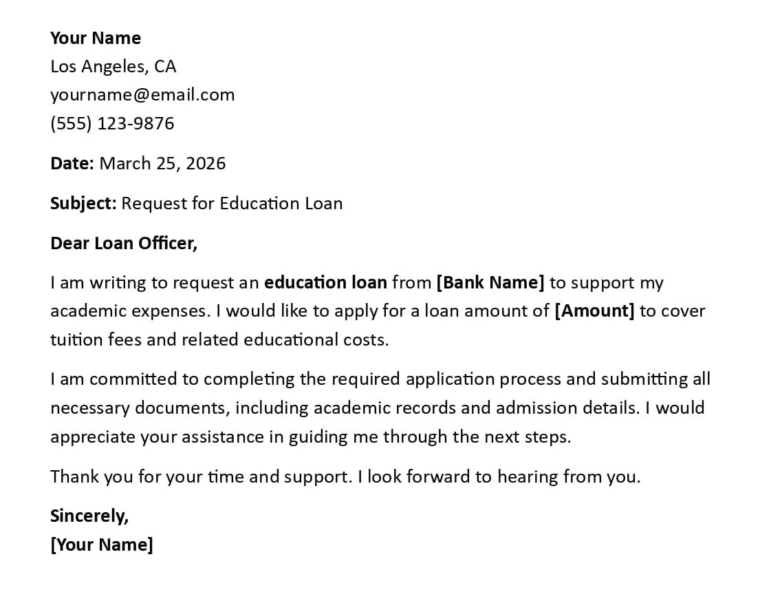 Request for Education Loan