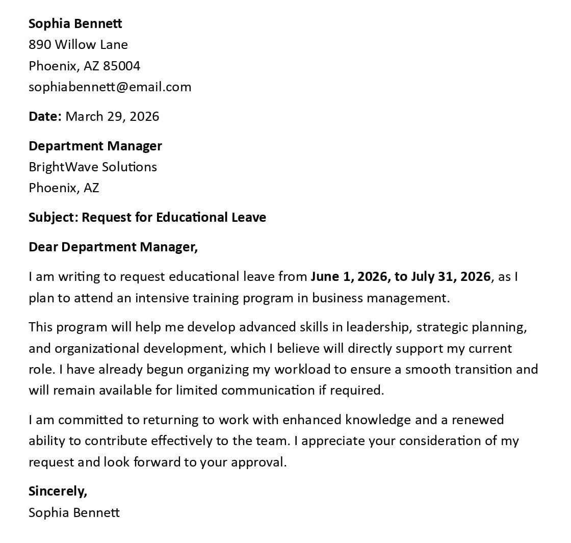 Request for Educational Leave