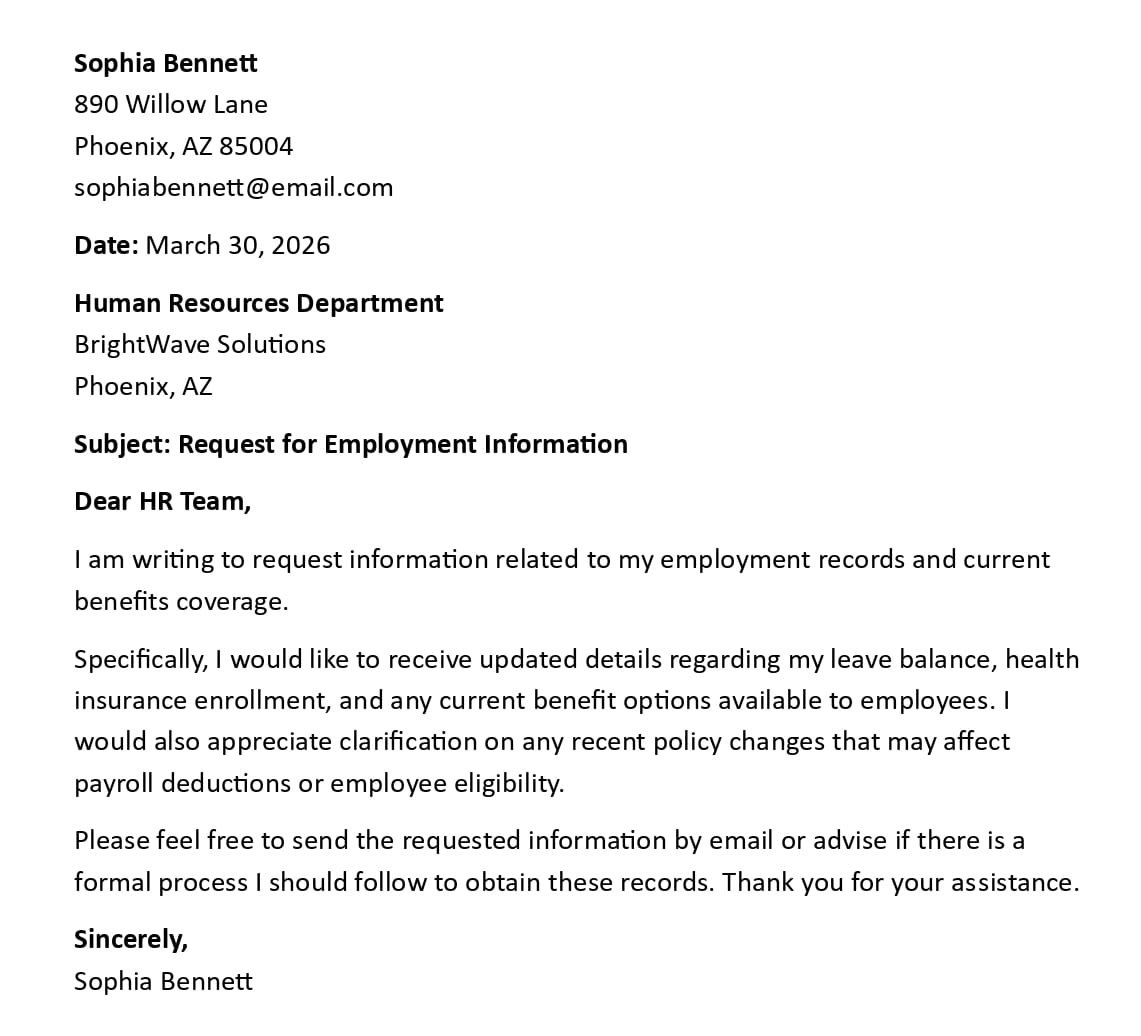 Request for Employment Information