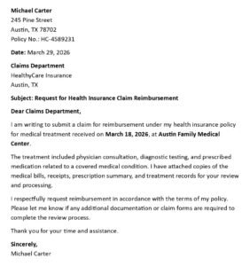 Health Insurance Claim Letter (USA Format + 5 Templates)