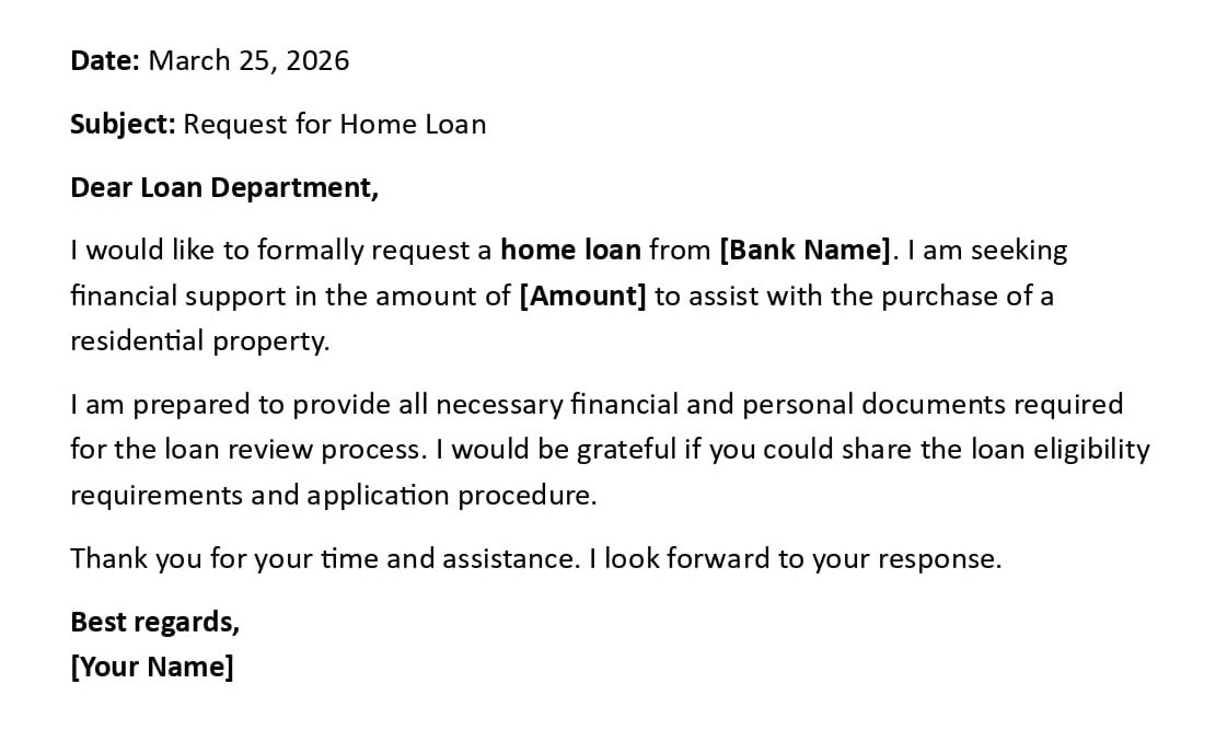 Request for Home Loan
