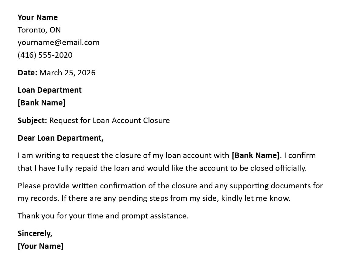 Request for Loan Account Closure