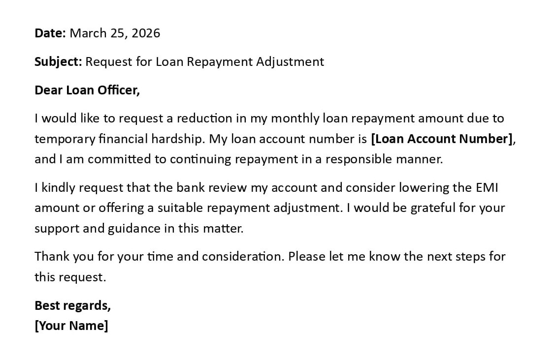 Request for Loan Repayment Adjustment