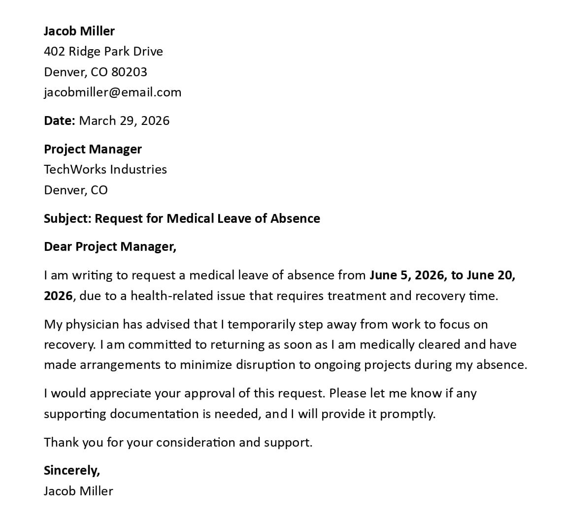 Request for Medical Leave of Absence