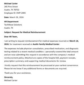 Medical Reimbursement Letter (USA Format + 5 Examples)