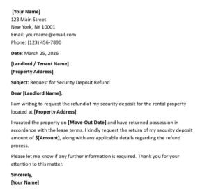Security Deposit Refund Letter (USA Format + 5 Templates)