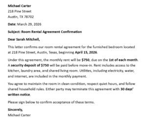 Room Rental Agreement (USA Format + Word + 5 Samples)