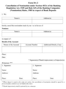 SBI BANK DA-2 (Nominee Cancellation Form).PDF Download