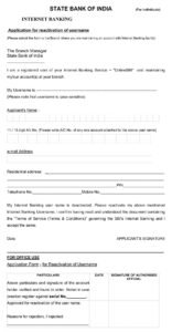 SBI BANK Reactivate INB User Form-Doc Download