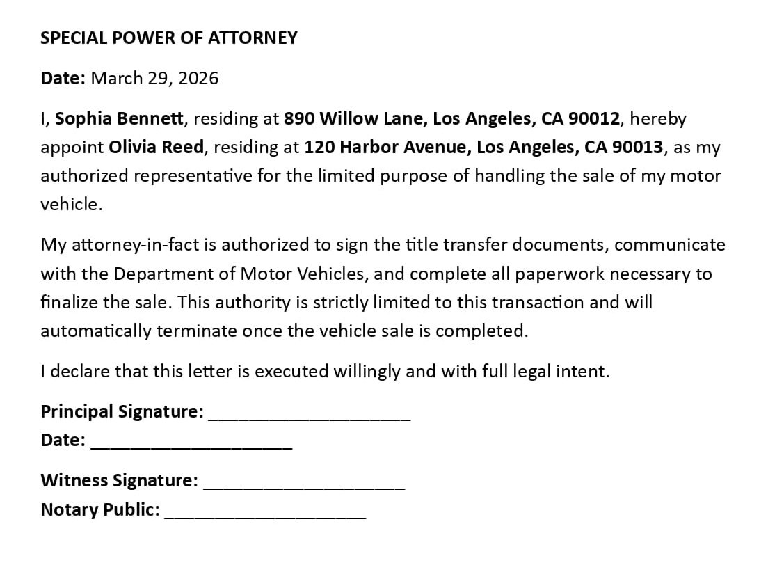 SPECIAL POWER OF ATTORNEY