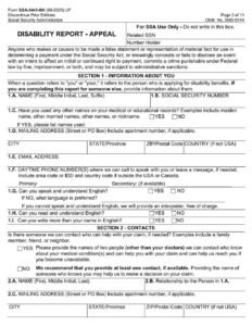 SSA Form-3441 PDF Download – Disability Appeal Form