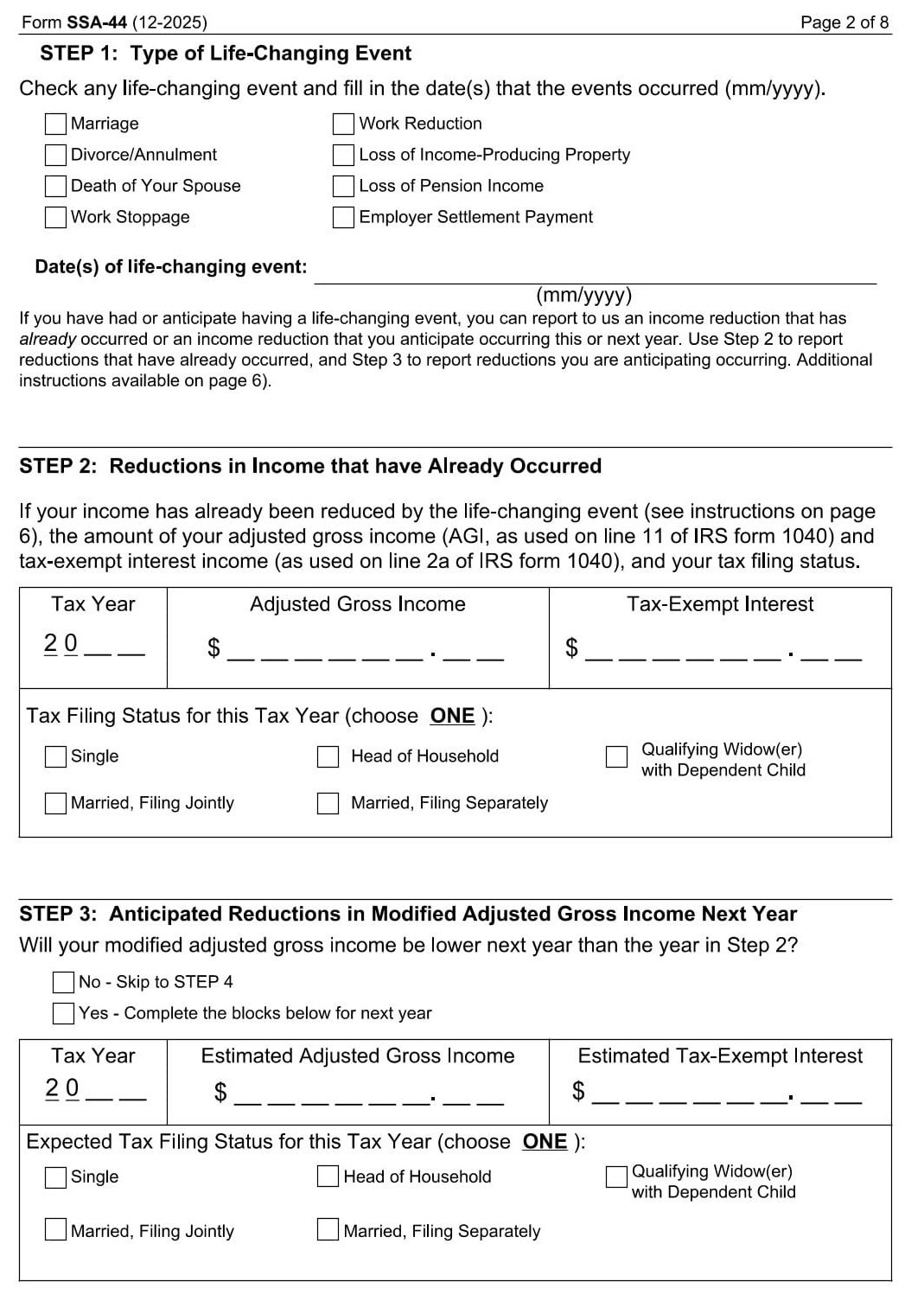SSA Form-44 PDF Download – Medicare Adjustment Form