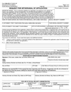 SSA Form-521 PDF Download – Withdrawal of Social Security Application