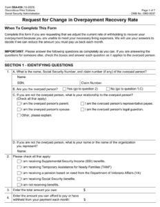 SSA Form-634 PDF Download – Overpayment Recovery Request