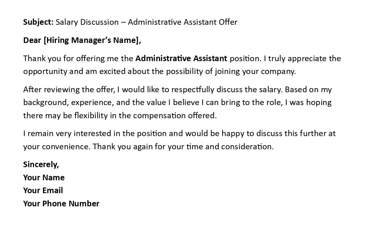 Salary Discussion – Administrative Assistant Offer