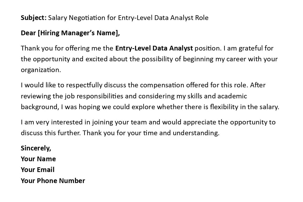 Salary Negotiation for Entry-Level Data Analyst Role