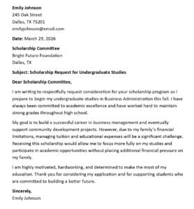Scholarship Request Letter (USA Format + 5 Examples)
