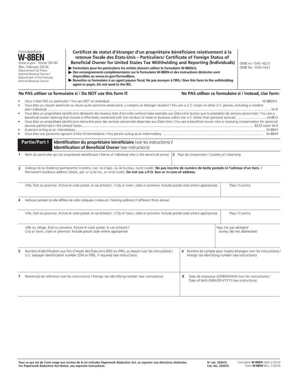 Scotia Bank Form - W-8BEN For Individuals claiming a Non-U.S. status PDF Download