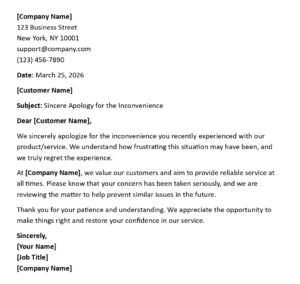 Apology Letter to Customer (USA Business Format + 5 Samples)