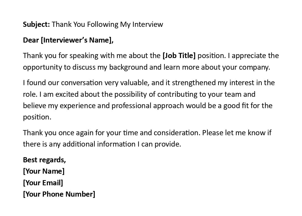 Thank You Following My Interview