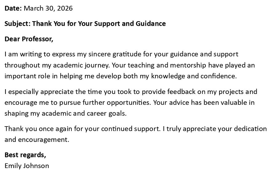 Thank You for Your Support and Guidance