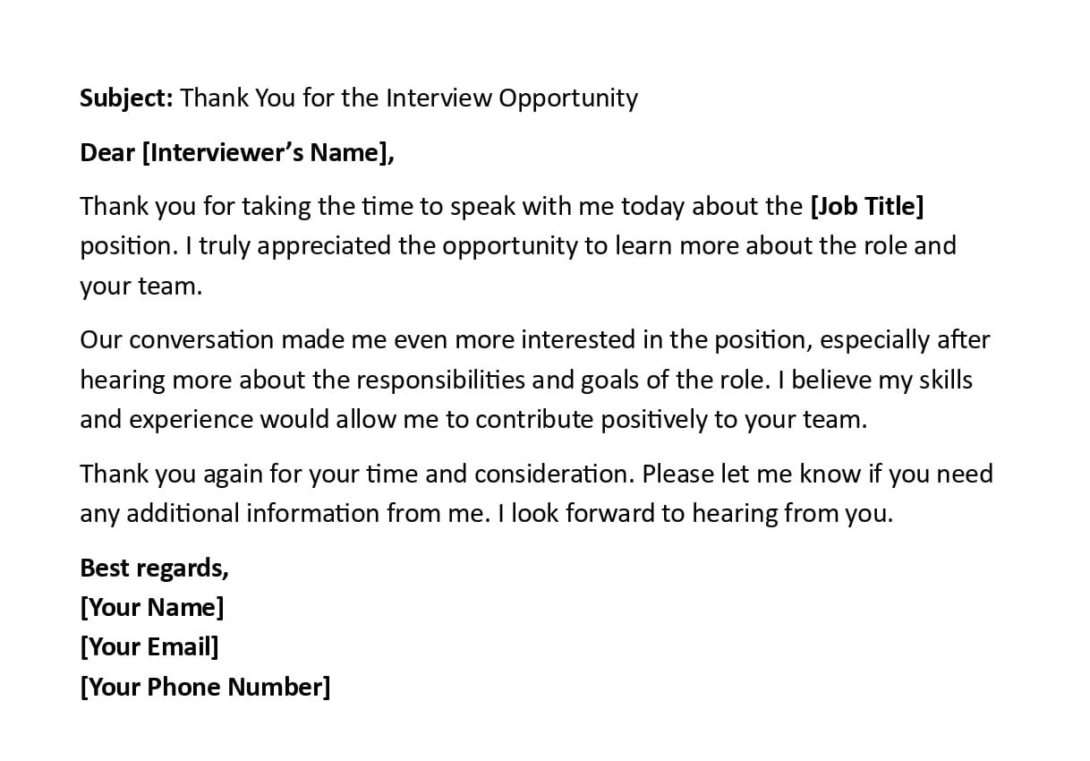 Thank You for the Interview Opportunity