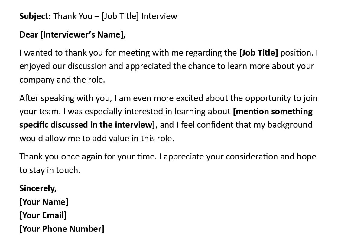 Thank You – [Job Title] Interview