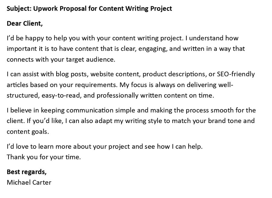 Upwork Proposal for Content Writing Project