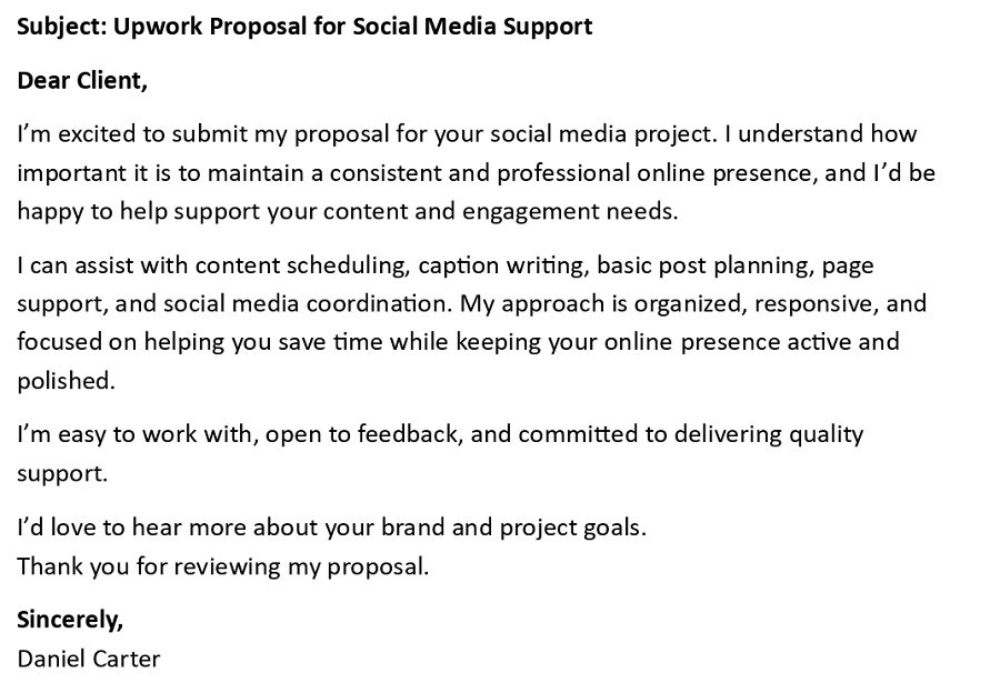 Upwork Proposal for Social Media Support