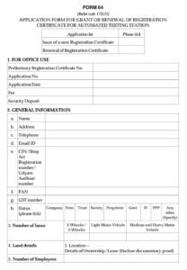Vehicles Related Form 64 Download Application form for grant or renewal of registration