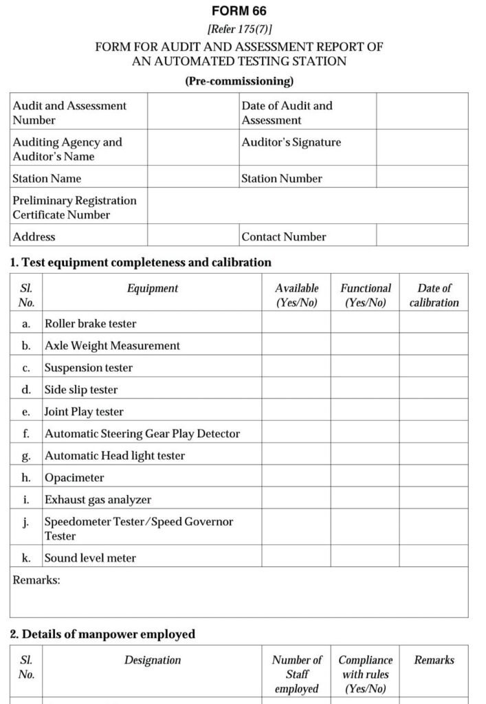 Vehicles Related Form 66 Download audit and assessment report of an ...