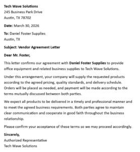 Endor Agreement Letter (USA Business Format + 5 Examples)