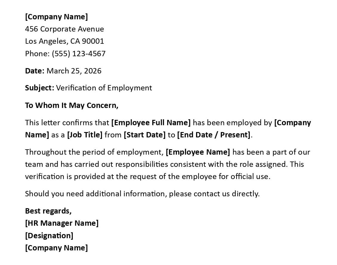 Verification of Employment