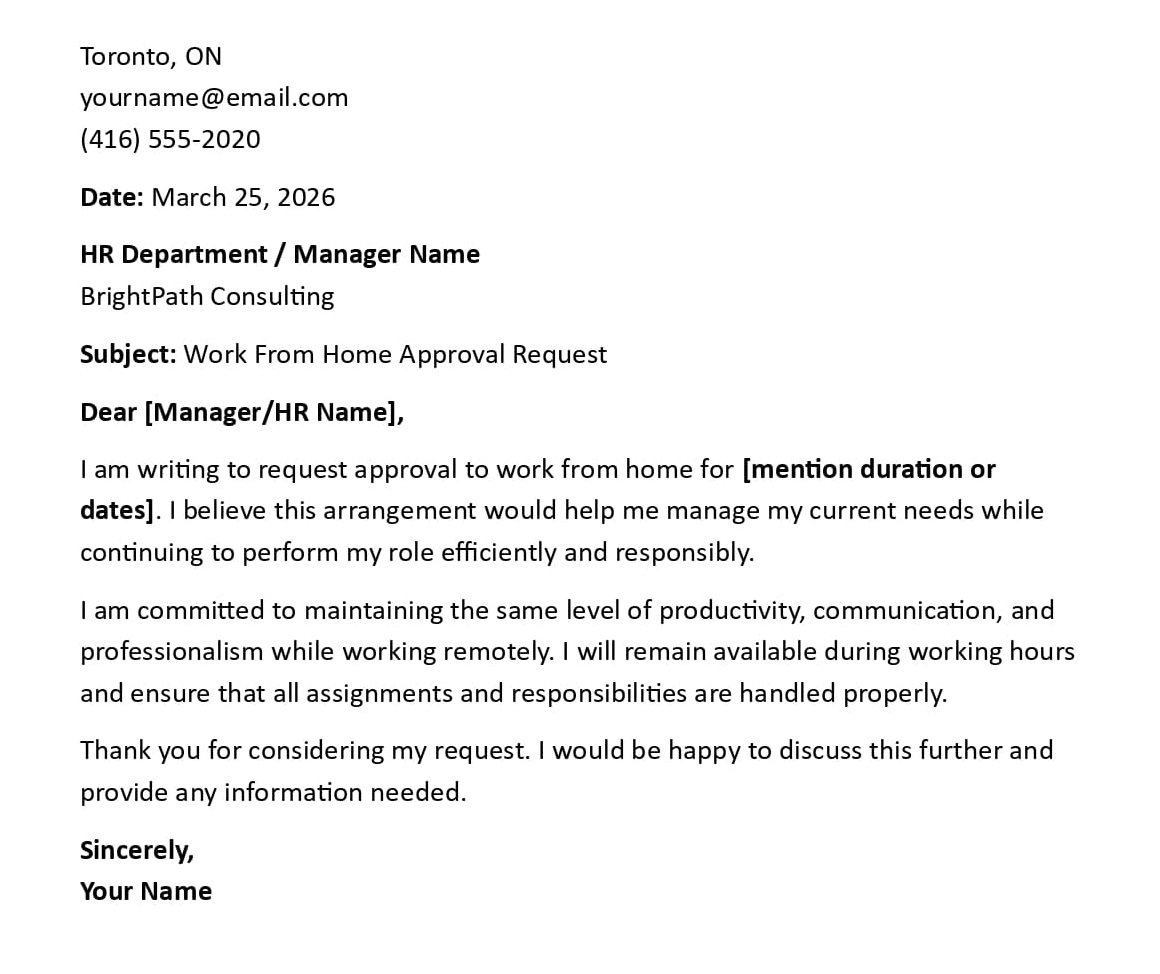 Work From Home Approval Request