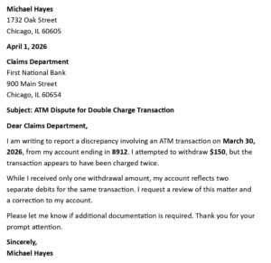 ATM Dispute Letter (USA Format + 5 Examples)