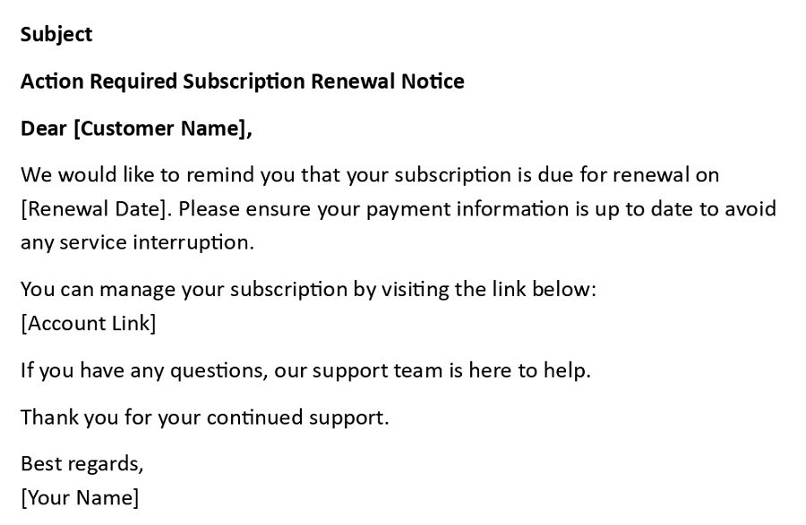 Action Required Subscription Renewal Notice