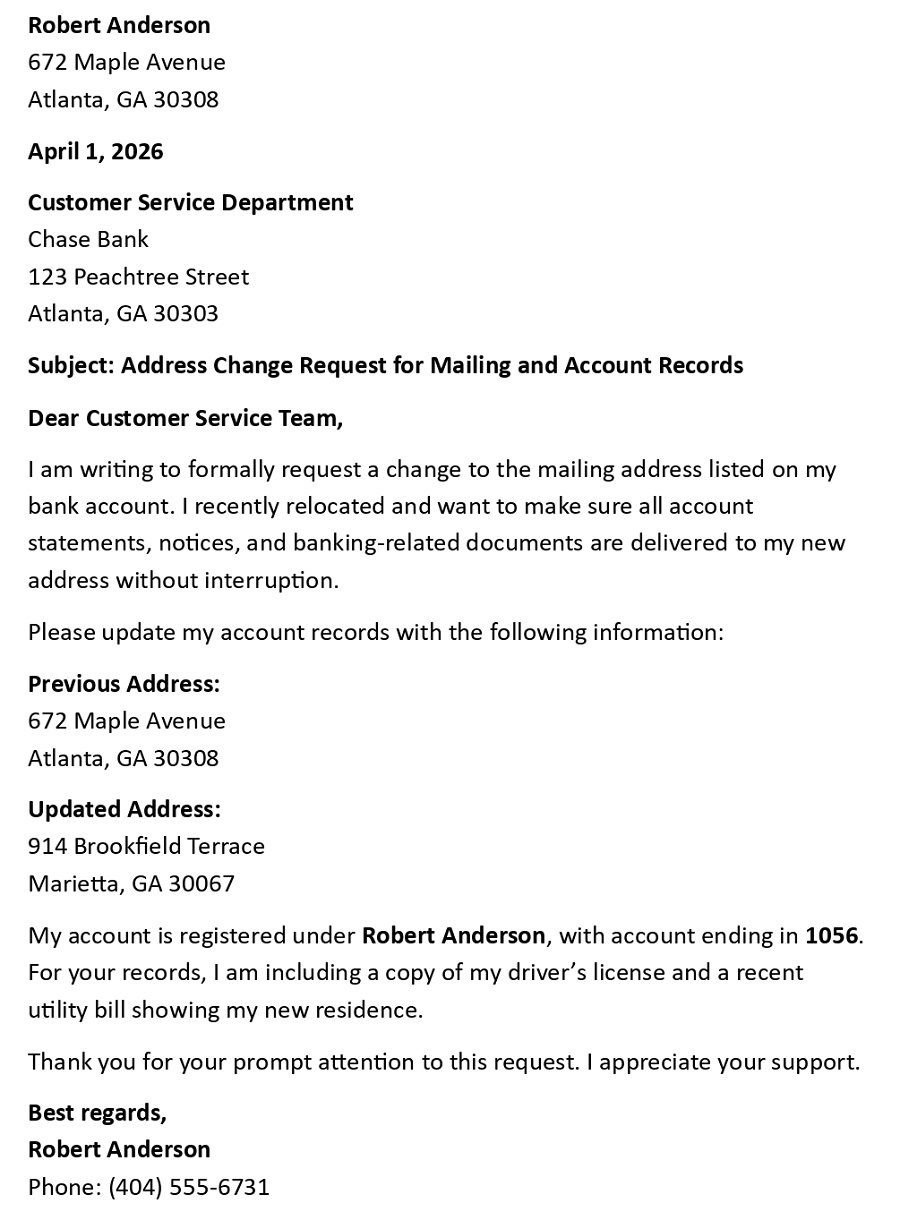 Address Change Request for Mailing and Account Records