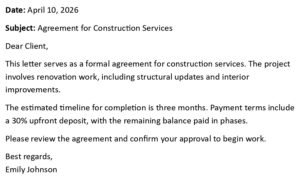 Construction Contract Agreement Letter (USA Format + 5 Templates)