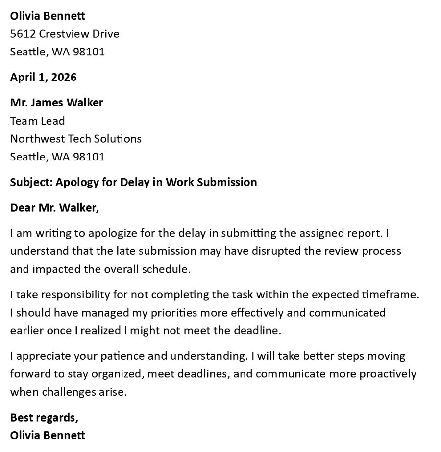 Apology for Delay in Work Submission